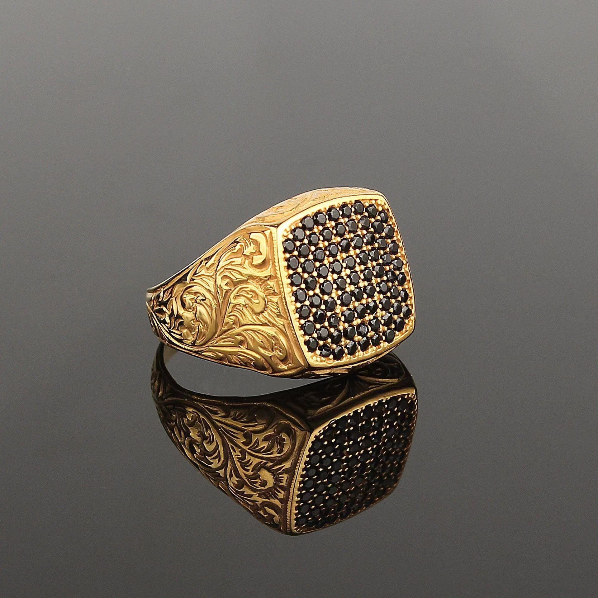 Ornament Gold Löwenkopf Mode Ring