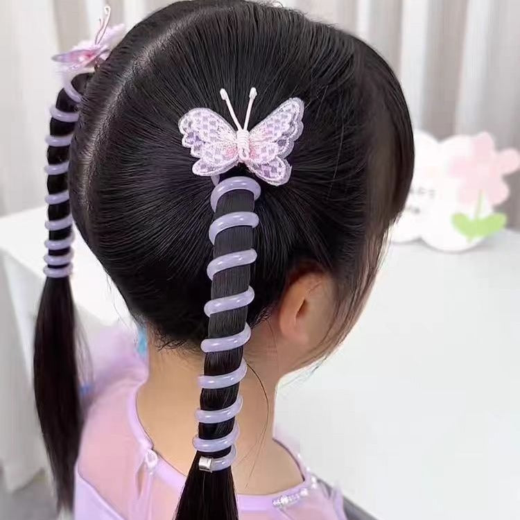 Anneau de cheveux pour enfants, nouvelle ligne de téléphone papillon brodée