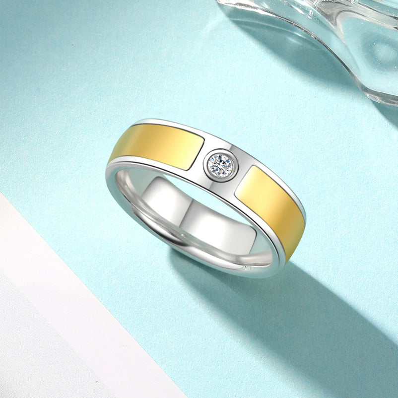 S925 Silver Couple's Fashion Two-color Ring