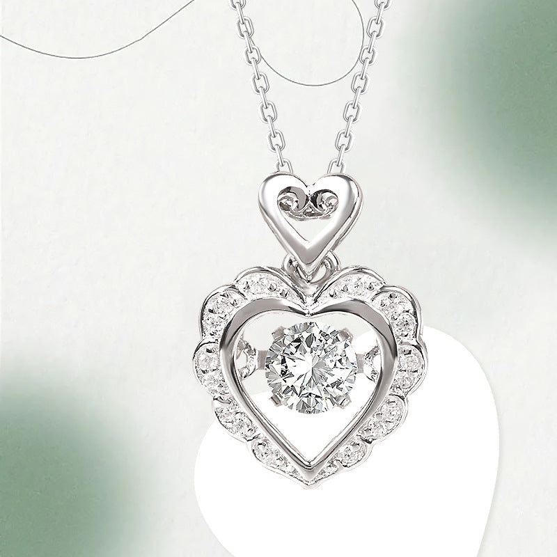 S925 Sterling Silber Liebevolles Herz Halskette frauen Alle-spiel High-end-Mode