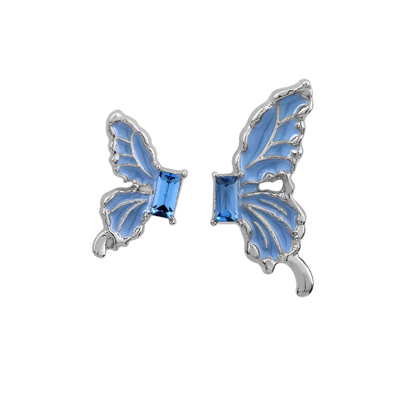 Super Fairy Painting Oil Blue Butterfly Studs