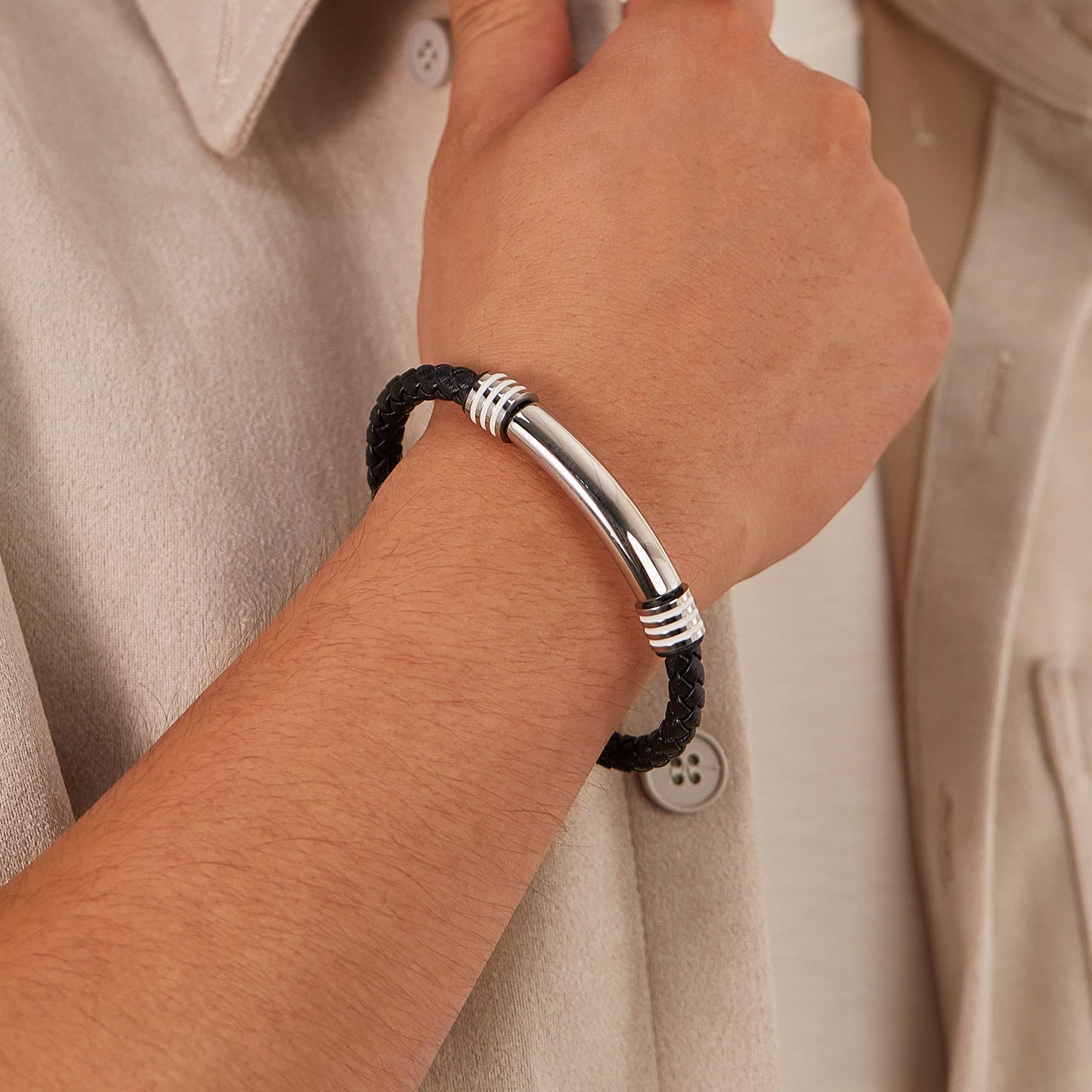 Fashion Simple Men's Leather Bracelet - Jewel Nexus