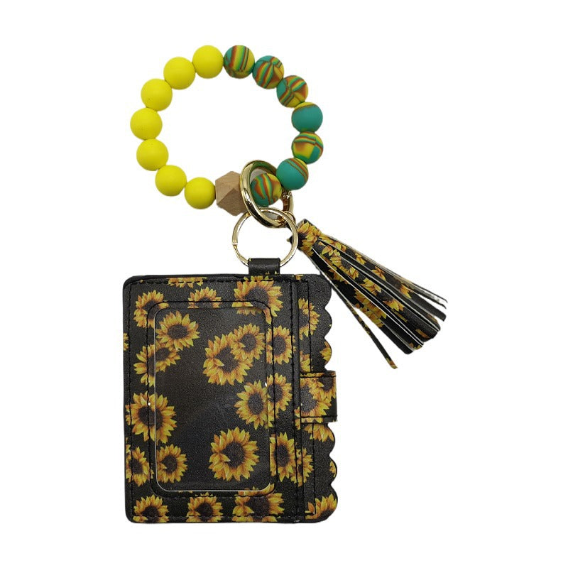Silicone Beads Bracelet Key Chain Leopard Print