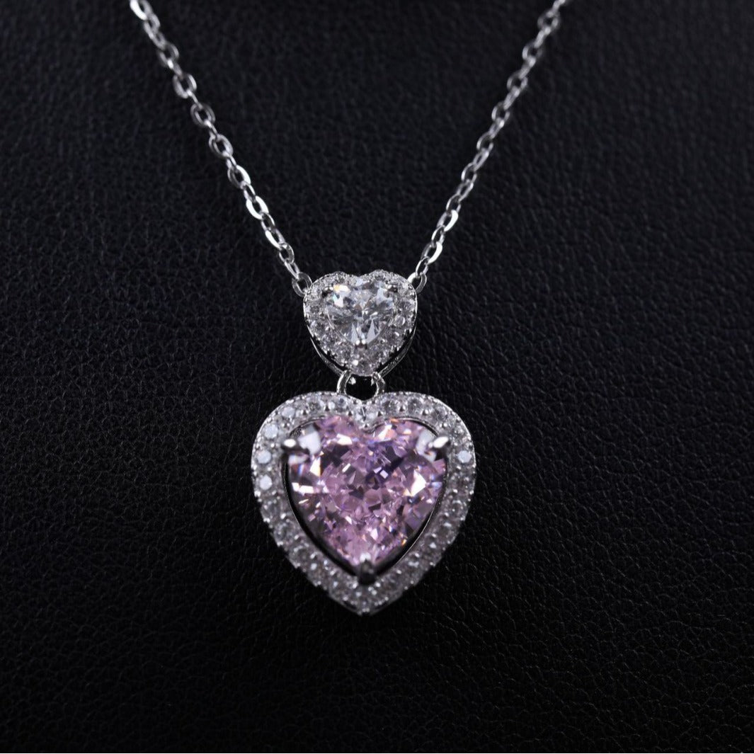 S925 Double Heart Original Pendant For Women Elegant Necklace