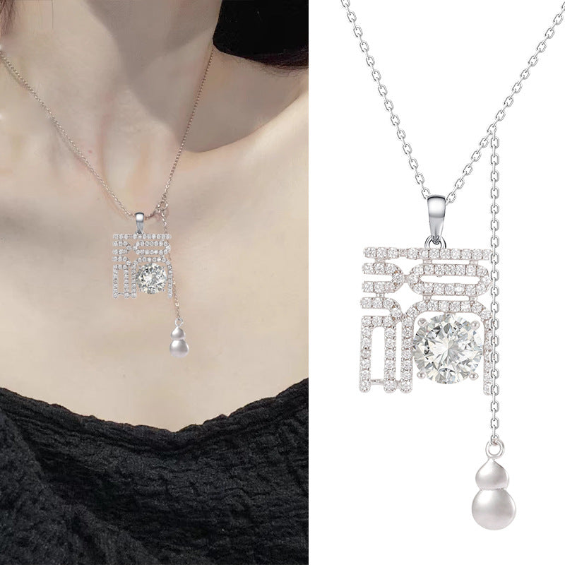 Nouveau Collier en diamant porte-bonheur en argent Sterling S925 de Style chinois