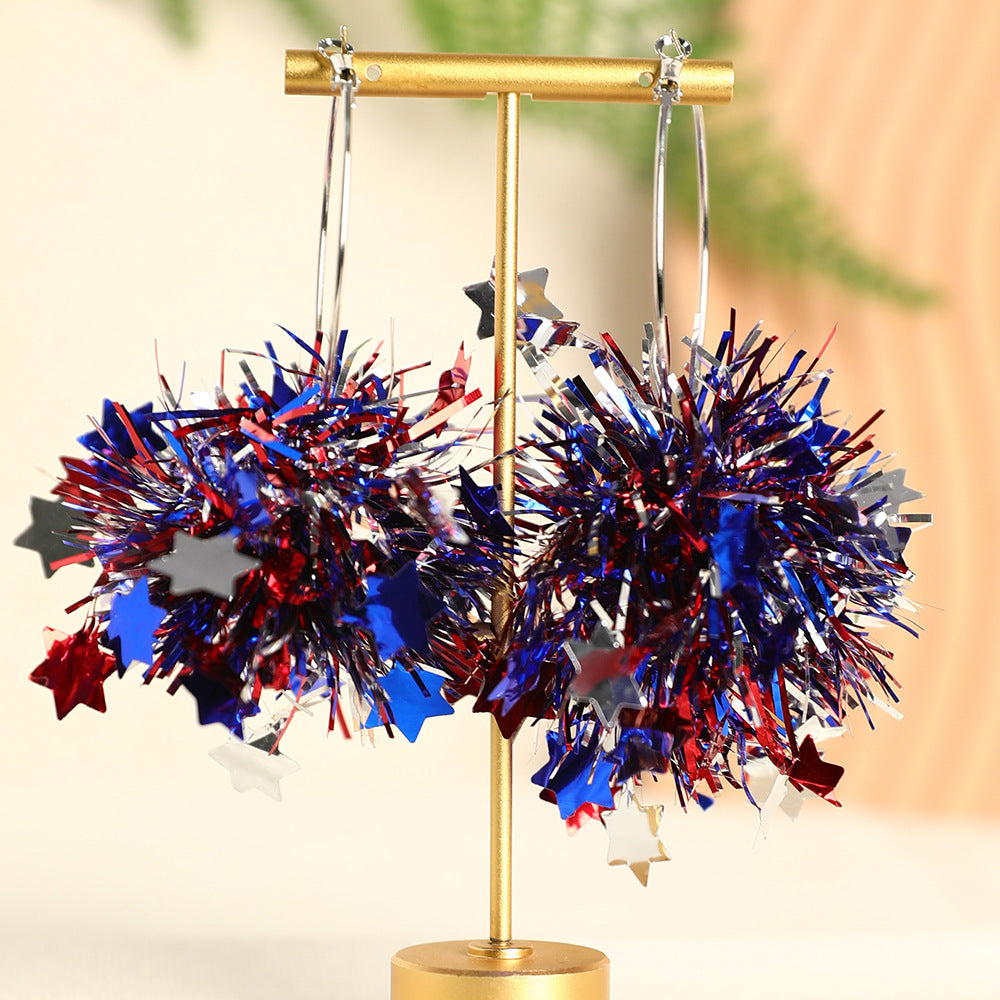 Party Patriotic Elements Glossy Shiny Earrings