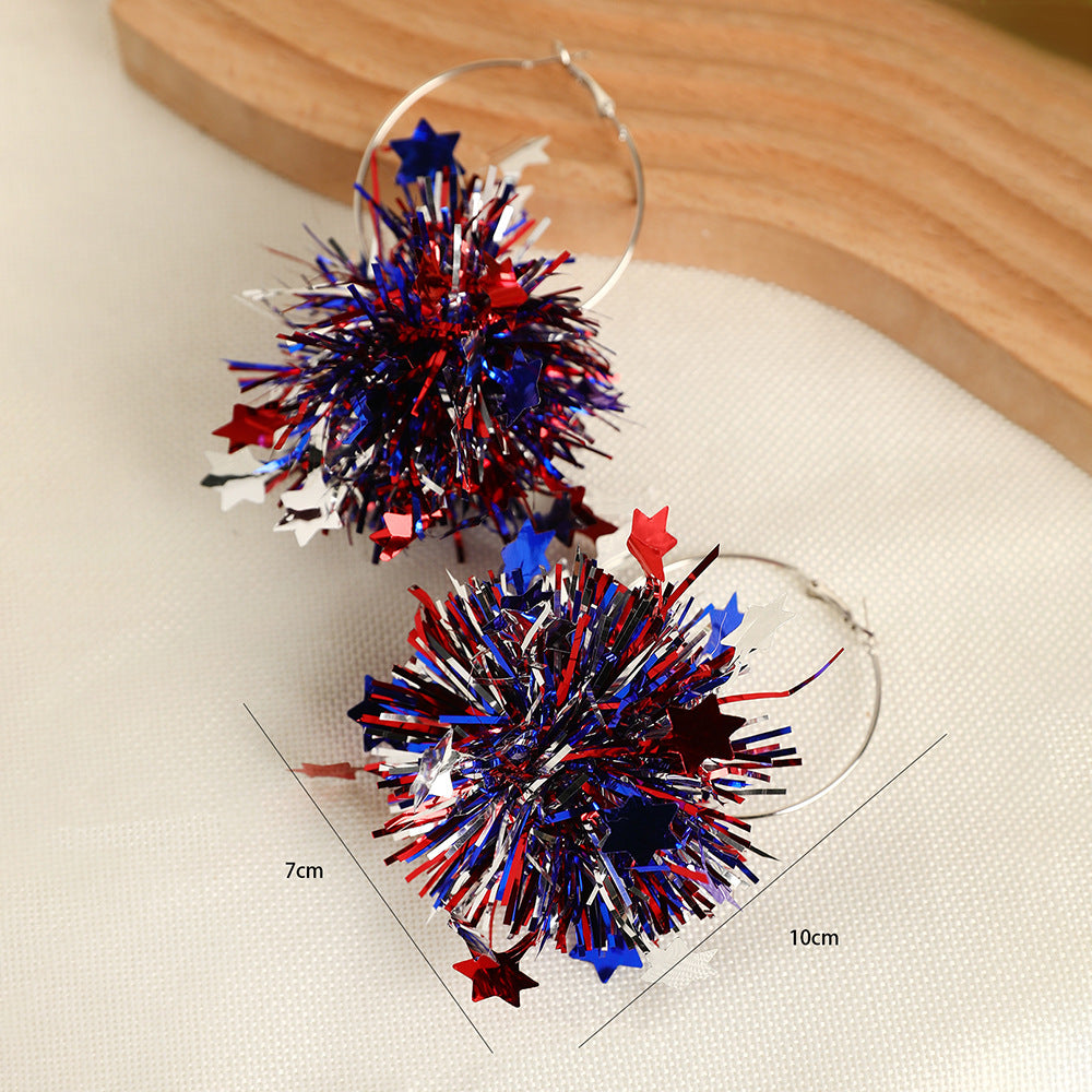Party Patriotic Elements Glossy Shiny Earrings