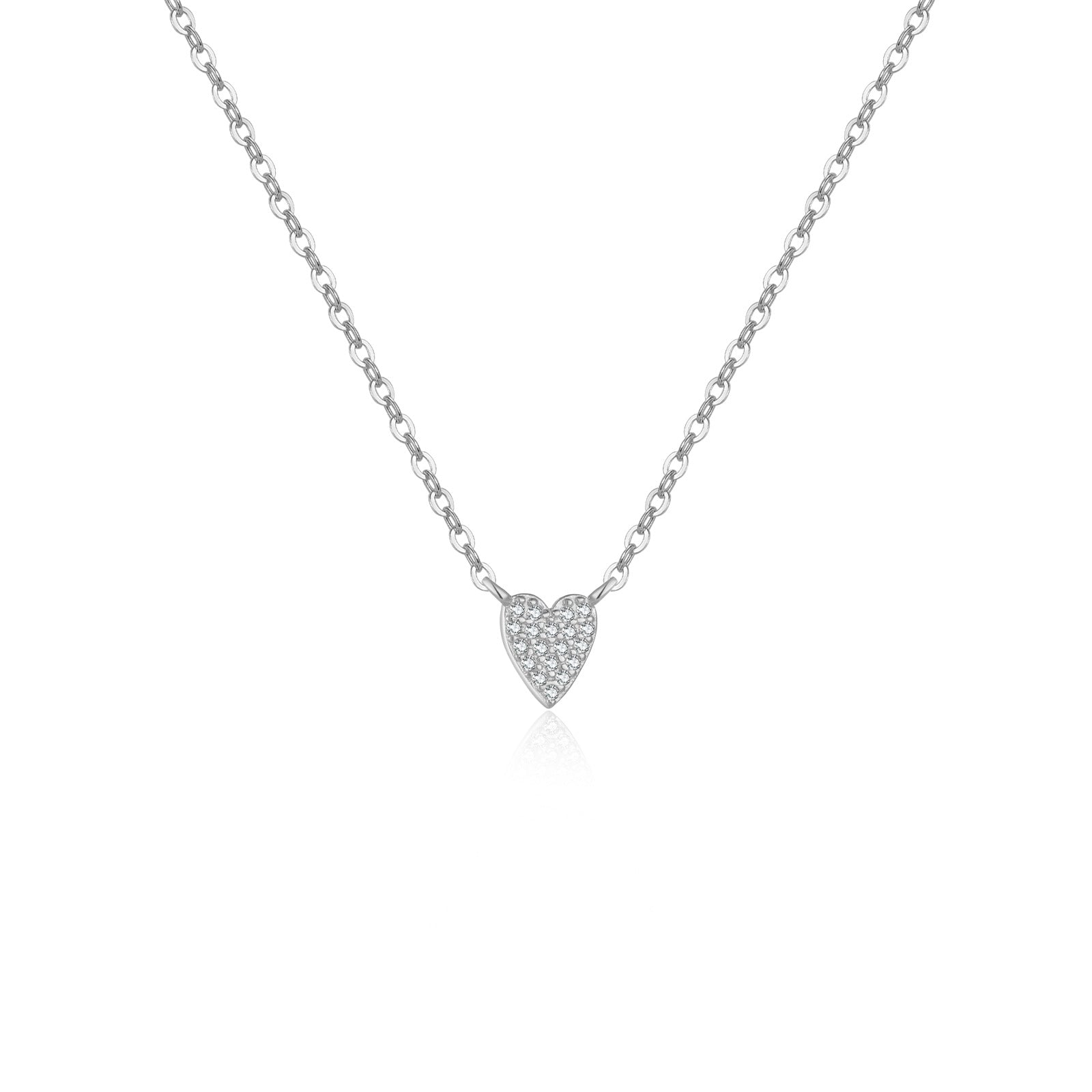 S925 Loving Heart In Sterling Silver Diamond Heart-shaped Pendant Necklace