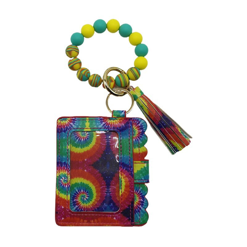 Silicone Beads Bracelet Key Chain Leopard Print
