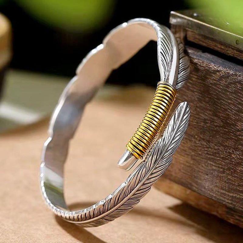Retro Gcows590e37 Feather Bracelet Men's Fashion - Jewel Nexus