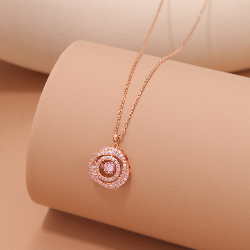 God's Eye Lucky Wheel Necklace Women's Summer Sterling Silver Light Luxury