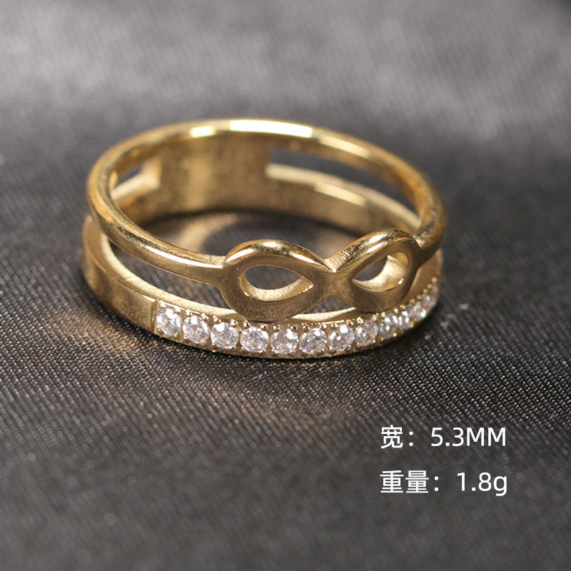 Double Retro CNC Diamond-studded Ring Fashion