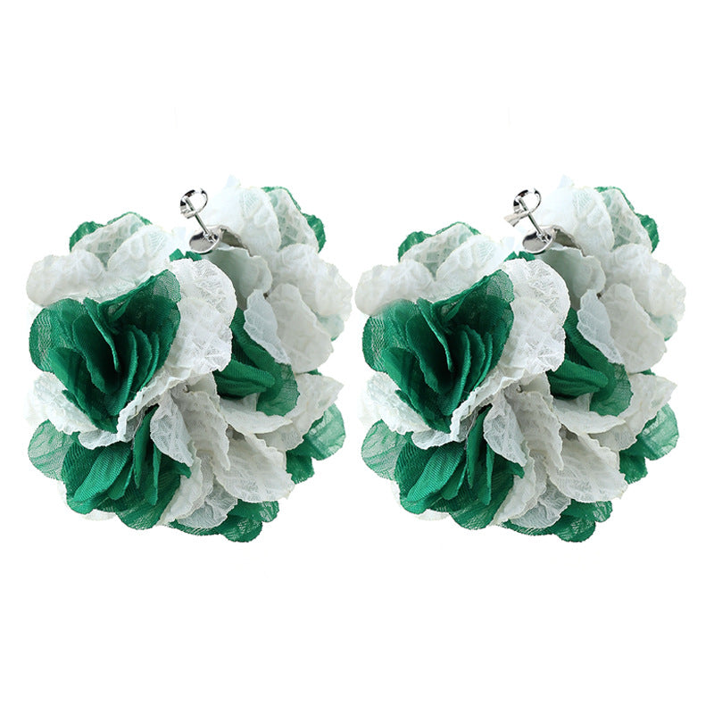 Fashion Fabric Flower Earrings Exaggerated