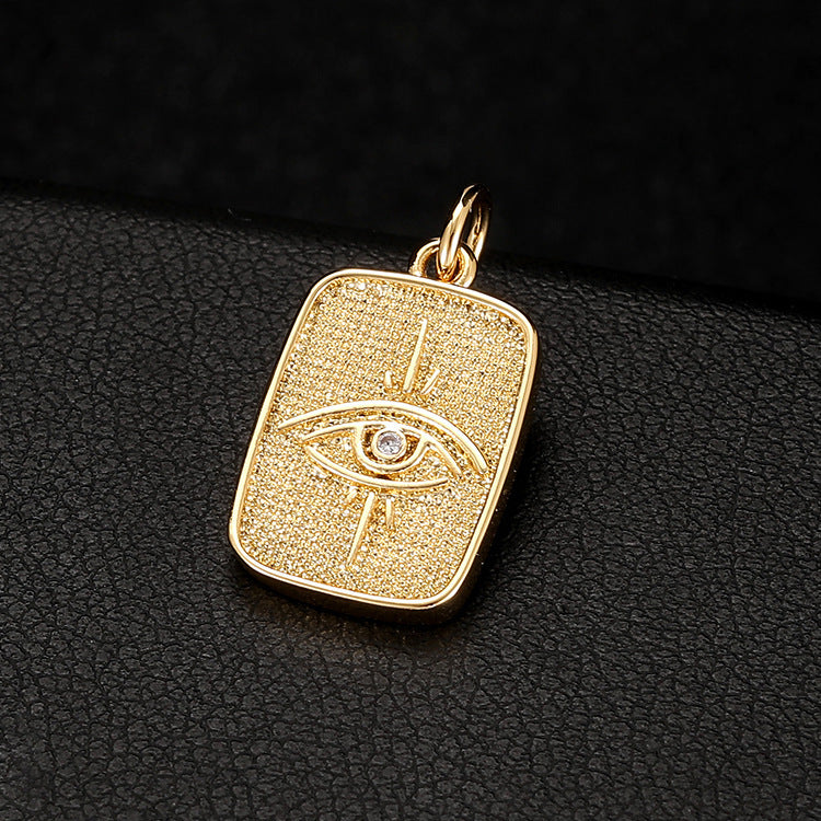 Copper Plating 14K Gold Micro Inlaid Zircon Necklace Pendant