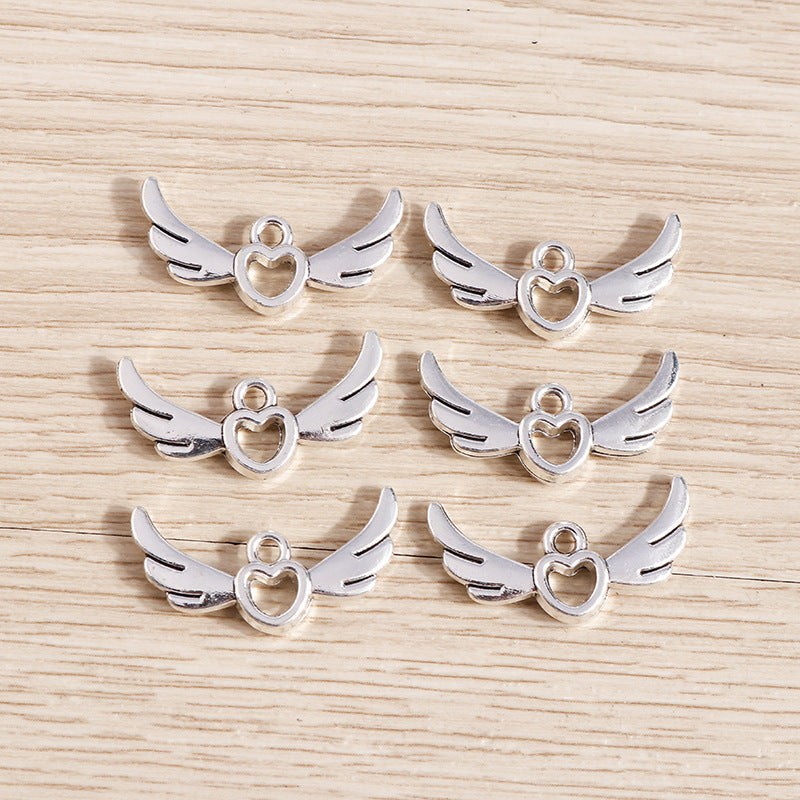 Electroplated Alloy Hollow Love Angel Wings Pendant