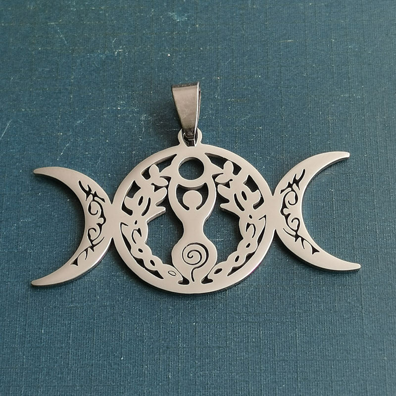 Collier pendentif triple lune noeud celtique