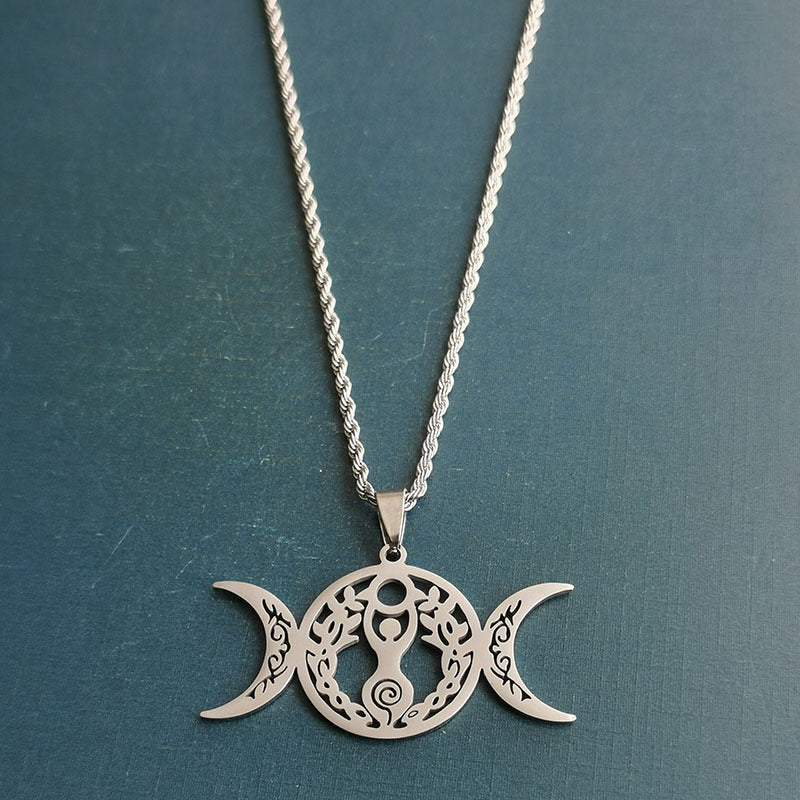 Triple Moon Celtic Knot Pendant Necklace