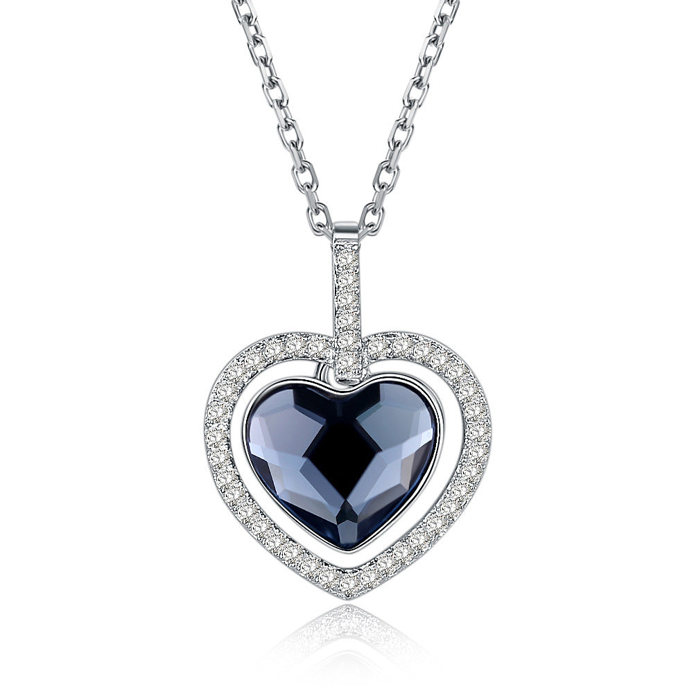 Crystal Necklace Female S925 Sterling Silver Diamond Heart