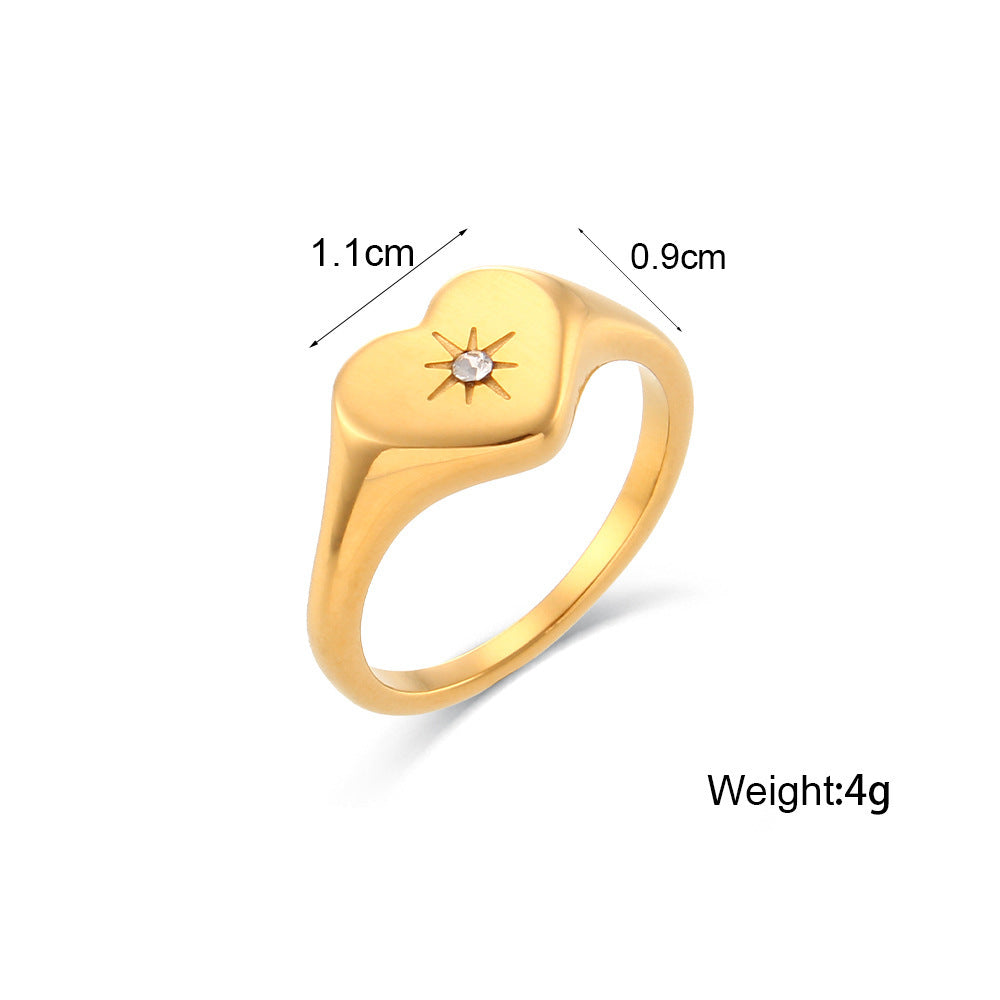Fashionable And Personalized Popular Peach Heart North Star Ring
