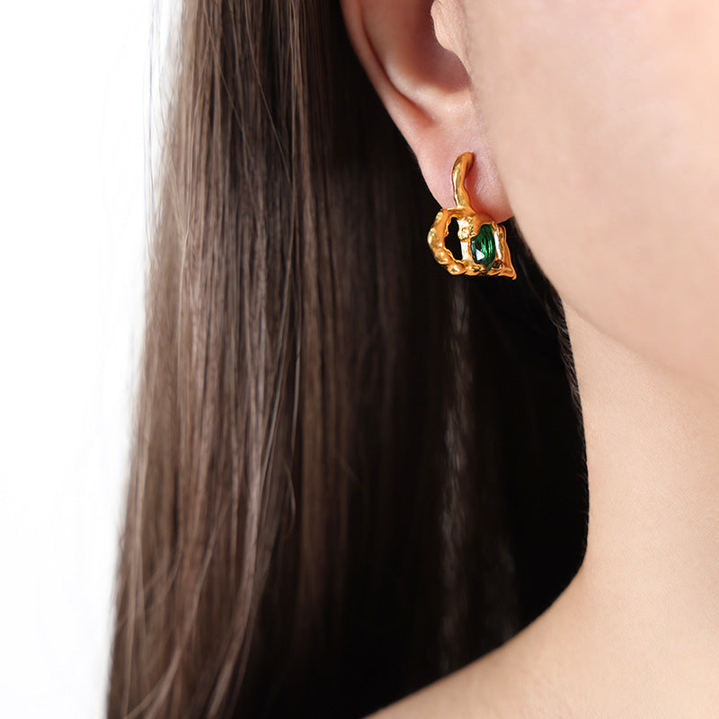 Women's Fashion Heart-shaped Glass Drill Earrings