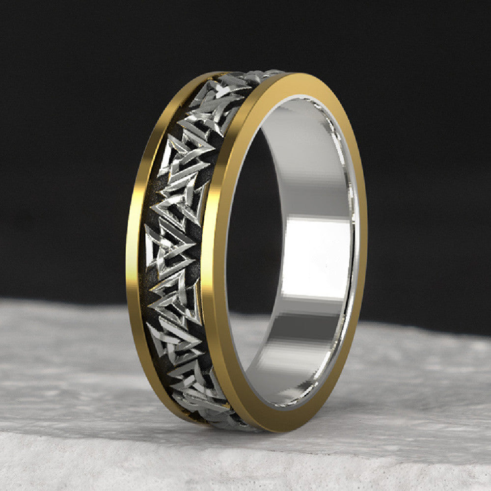 Viking Knot Silver Set Bronze Ring Male - Jewel Nexus