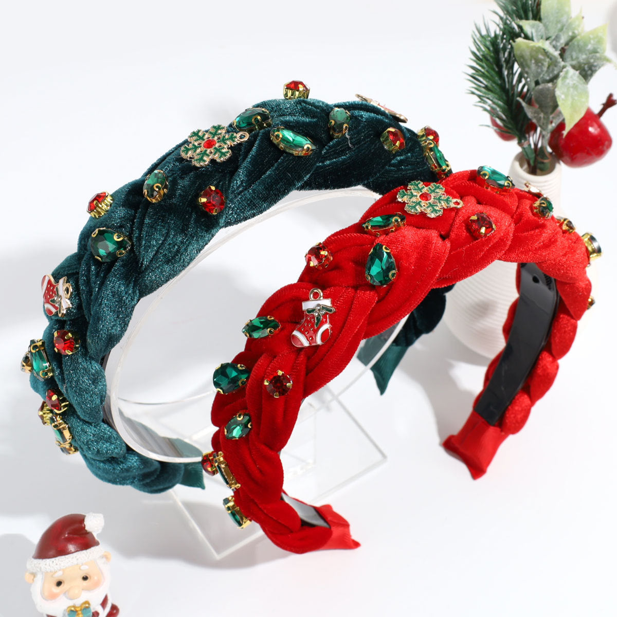 Snowflake Light Luxury All-match Hair Accessories Christmas Wide-brimmed Twist Braid Rhinestone Headband - Jewel Nexus