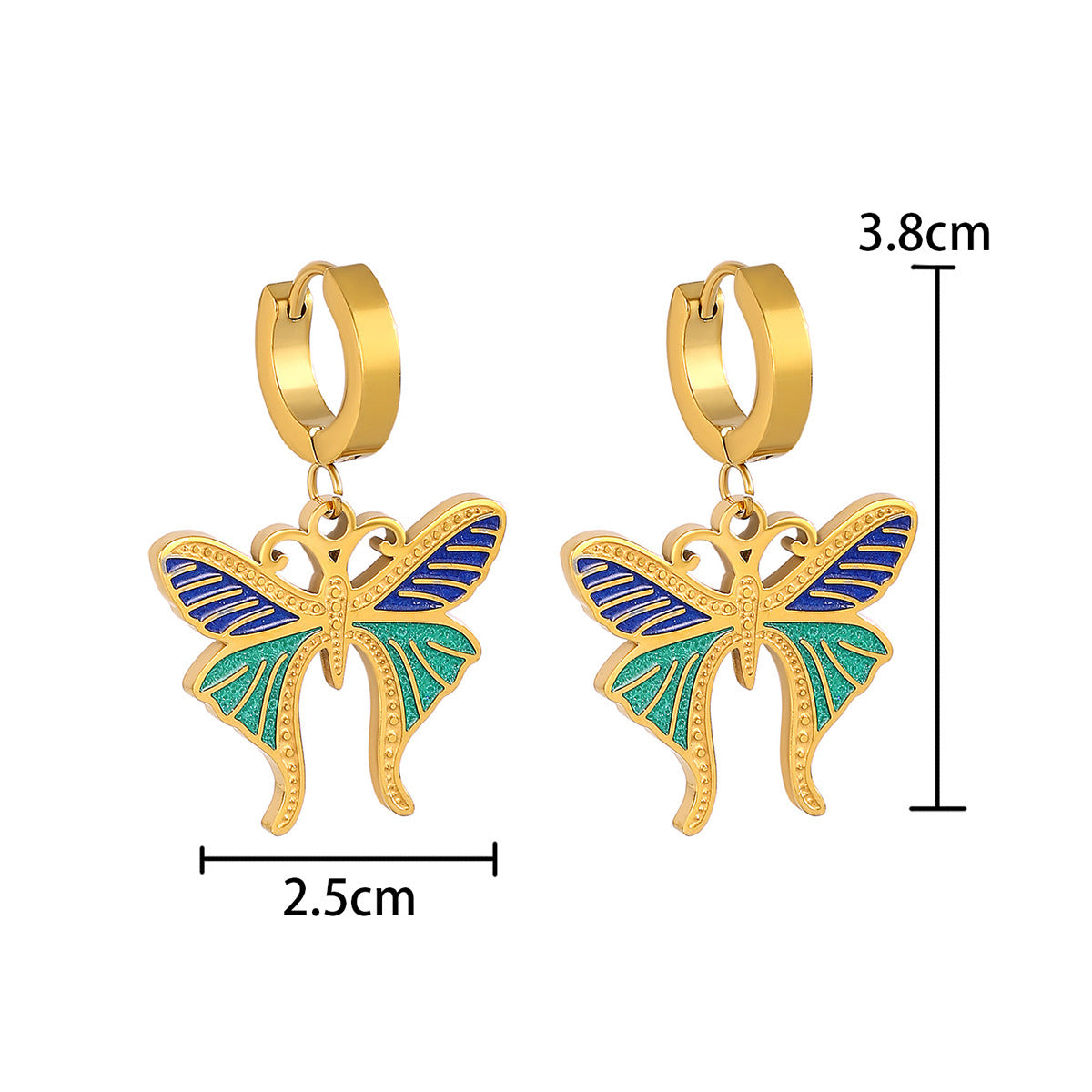 Colorful Oil Necklace Butterfly Earrings High Sense Temperamental Fashionmonger Diamond Ear Hanging