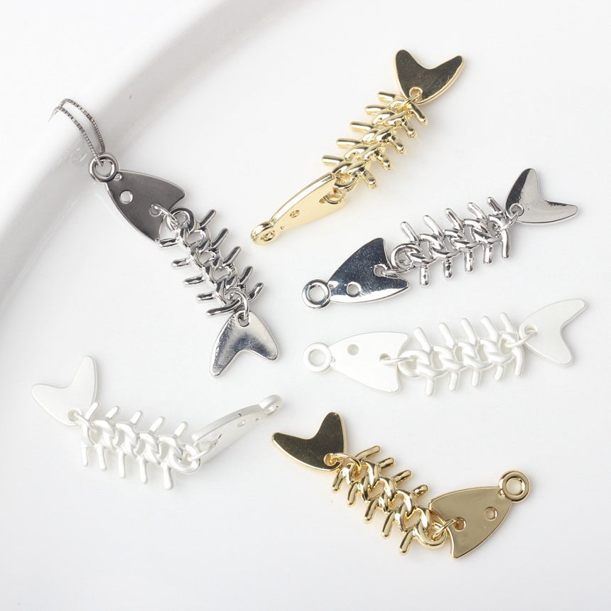 Petit pendentif en forme d'arête de poisson en alliage créatif, boucles d'oreilles, collier, Bracelet, accessoires de bijoux, DIY