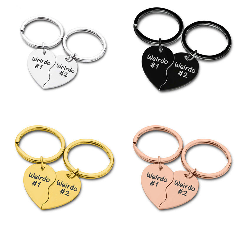 Love Stainless Steel Lettering Keychain Pendant Friend Couple
