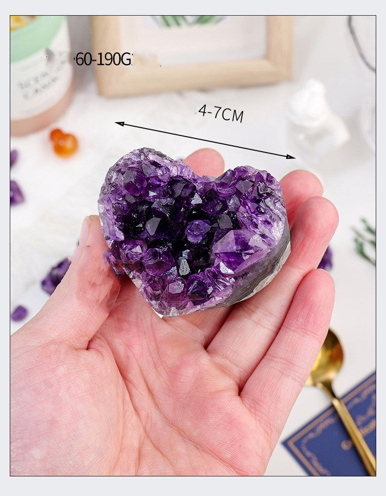 Purple Water Crystal Cluster Love Decoration Piece Raw Stone Ore Specimen Heart