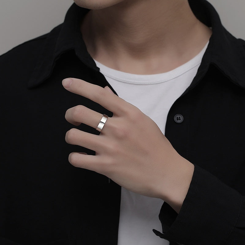 Schlichter, anmutiger, glänzender offener Unisex-Ring im koreanischen Stil