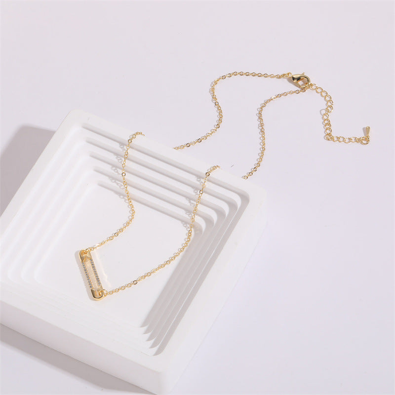 Pin Zirkon Anhänger Clip Personalisiertes Design Vielseitige 14k Halskette