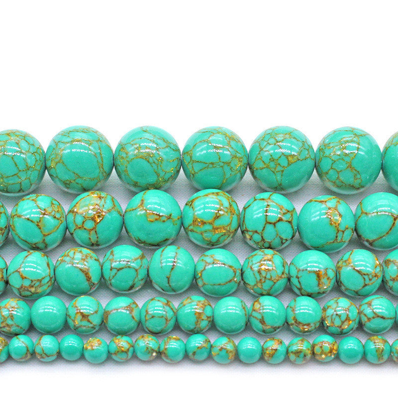 Fil d'or naturel vert Turquoise, accessoires de perles rondes faites à la main, bricolage