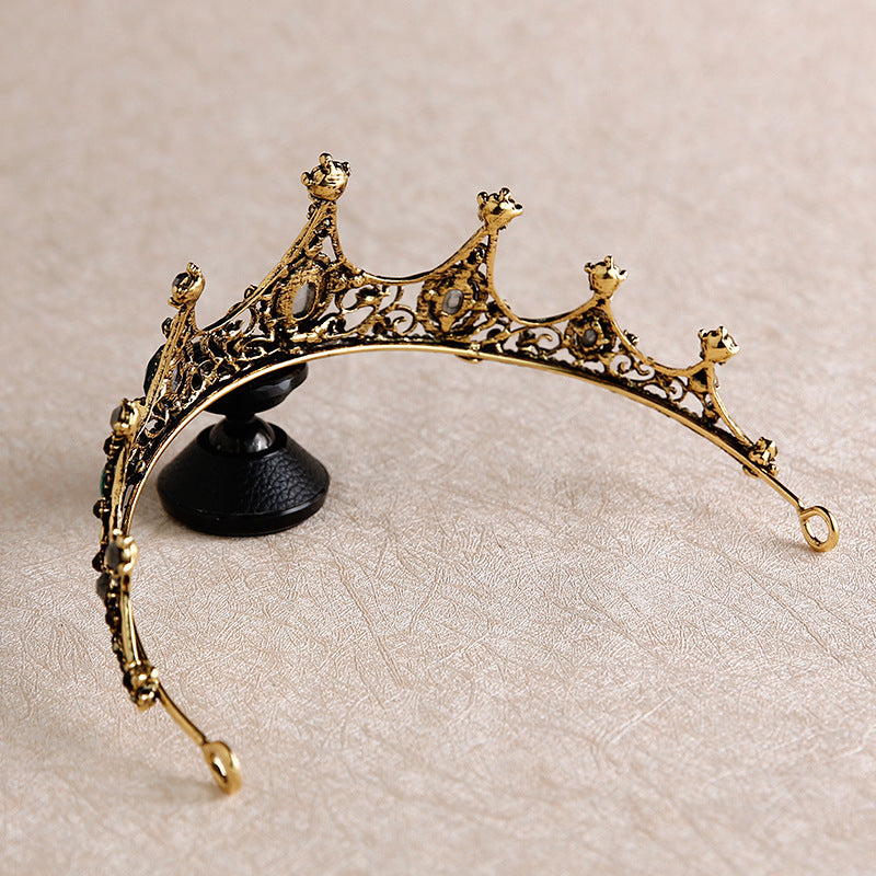 New Baroque Retro Black Crown Bridal Headdress Wedding Wedding Photo Accessories - Jewel Nexus