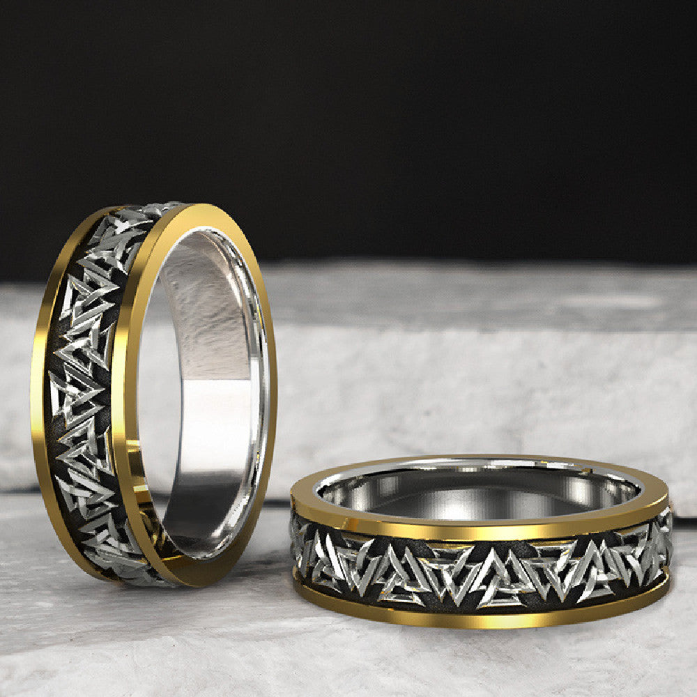 Viking Knot Silver Set Bronze Ring Male - Jewel Nexus