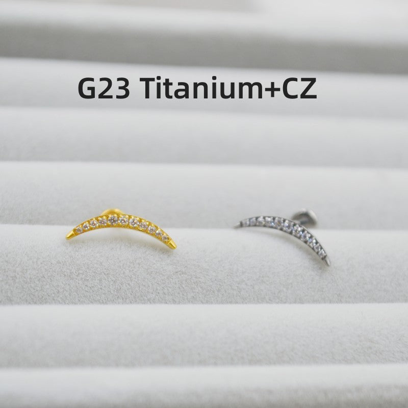 G23 Titanium Alloy Piercing Jewelry Rhinestone Zircon Labret Simple Stud Earrings Ear Bone Stud Perforated