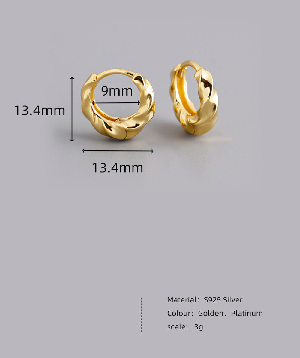 Golden Circle Personality Twisted High Sense S925 Sterling Silver Ear Clip
