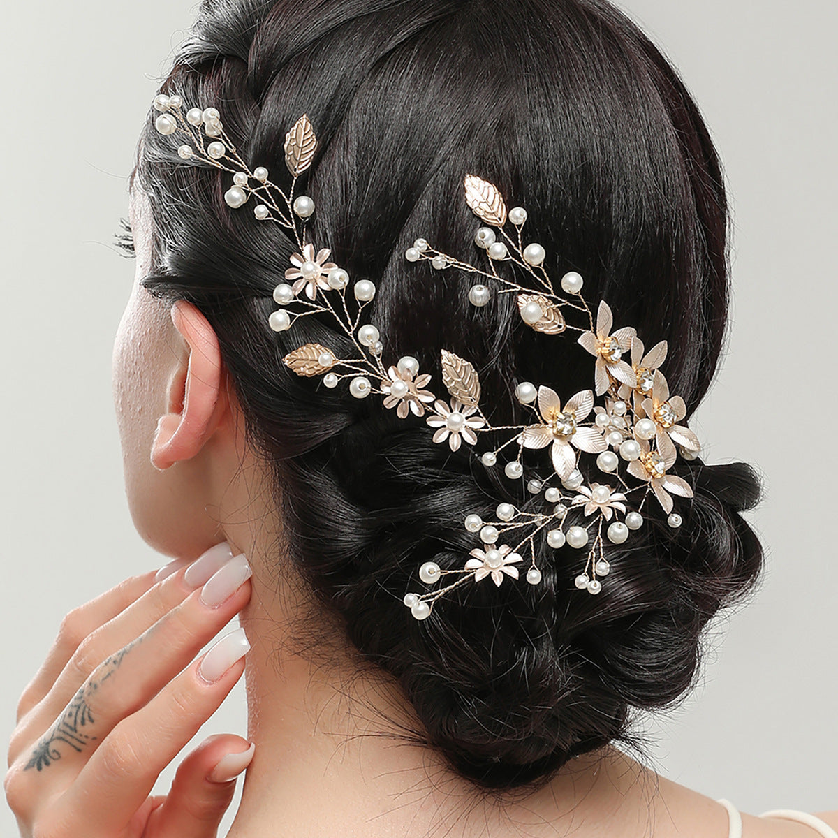 Golden Leaf Flower Hair Band Wedding Dress Accessories